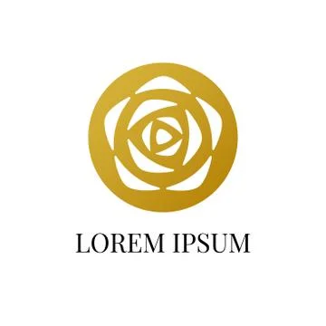 Gold circle with rose logo Illustrazione stock