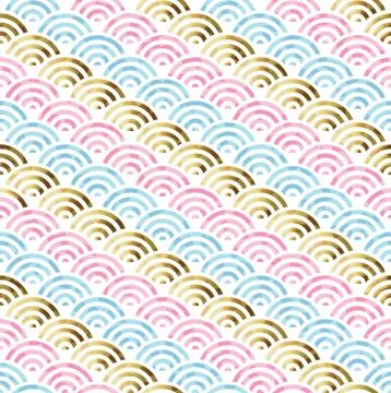 Gold circle shape abstract seamless pattern design Stock Illustration
