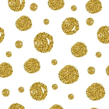 Gold circles seamless pattern on white background. Stock Illustration