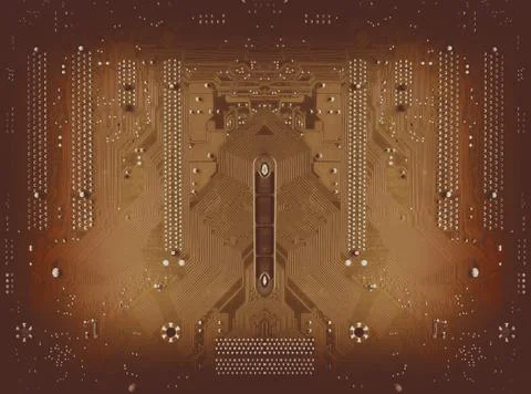 Gold circuit board background of computer motherboard Foto stock