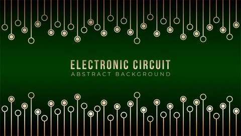 Gold Circuit Board Trees Texture on Dark Green Color Bakcground. Abstract M.. Stock Illustration