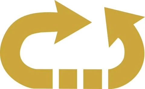 Gold circular loop arrow with dash lines Illustrazione stock
