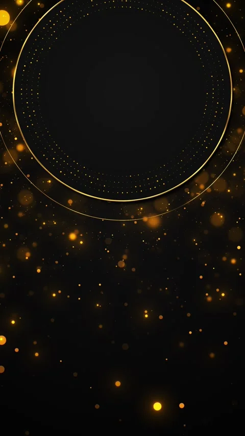 Gold circular particle border elegant dark center, glowing rings, and luxury spa Stock Footage 340471990