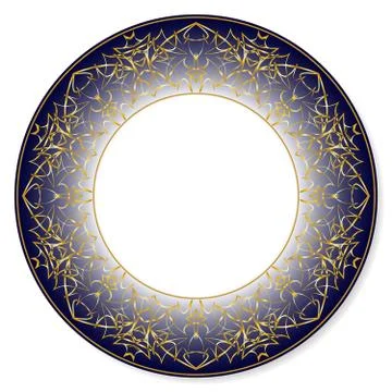 Gold circular pattern on a blue background Illustrazione stock