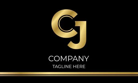 Gold CJ Monogram Logo With Corporate Lettering And Elegant Black Branding P.. 库存插图