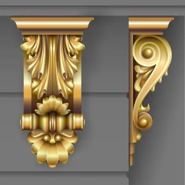 Gold Classic facade bracket Stock Illustration