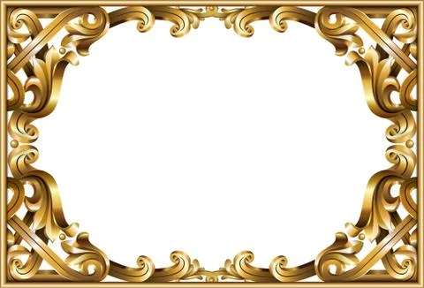 Gold classic frame of the rococo baroque Stock Illustration