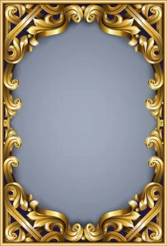 Gold classic frame of the rococo baroque Stock Illustration