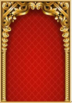 Gold classic frame of the rococo baroque Stock Illustration