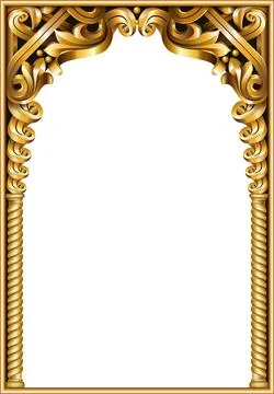 Gold classic frame of the rococo baroque Stock Illustration