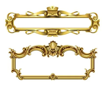 Gold classic frame of the rococo baroque Stock Illustration