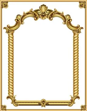 Gold classic frame of the rococo baroque Stock Illustration