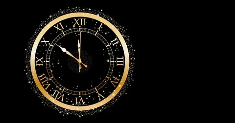 Gold clock on black Stock Footage 98188596