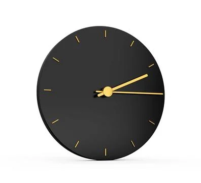 Gold Clock icon isolated 2:15 o clock quarter past Two on black icon background, Stock Illustration