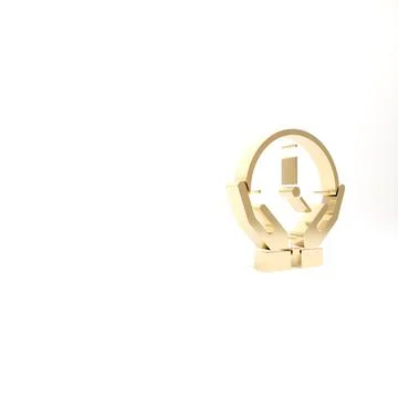 Gold Clock icon isolated on white background. Time symbol. 3d illustration 3D イラスト素材
