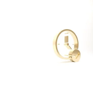 Gold Clock icon isolated on white background. Time symbol. 3d illustration 3D Stock Illustration