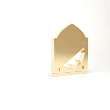 Gold Clock icon isolated on white background. Time symbol. 3d illustration 3D Stock Illustration