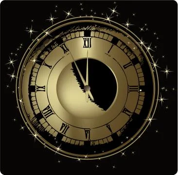 Gold clock Stock Illustration