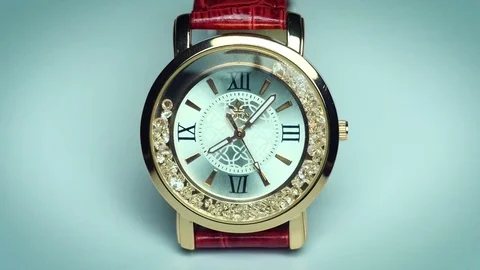 Gold Clock in White Background Close up Stock Footage 72858008