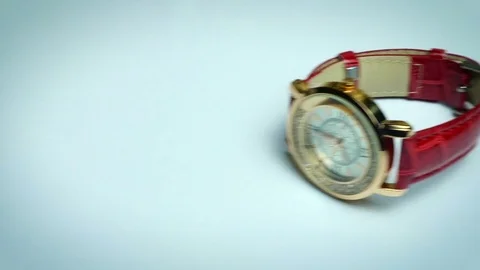 Gold Clock in White Background Stock Footage 72857892