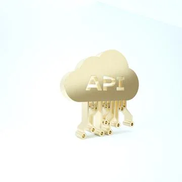 Gold Cloud api interface icon isolated on white background. Application progr Illustrazione stock