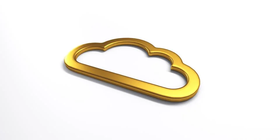 Gold Cloud Computing logo. 3D Rendering Illustration Stock Illustration