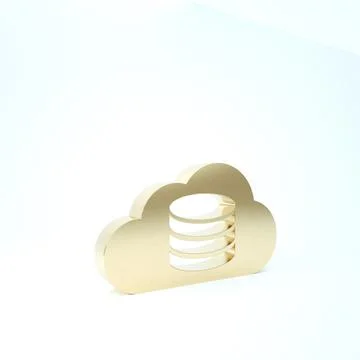 Gold Cloud database icon isolated on white background. Cloud computing concep Stock Illustration