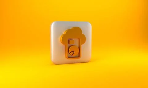 Gold Cloud database icon isolated on yellow background. Cloud computing conce イラスト素材