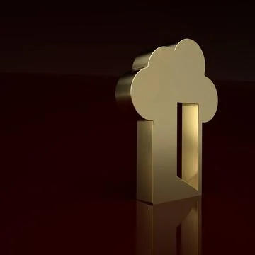 Gold Cloud database icon isolated on brown background. Cloud computing concept Illustrazione stock