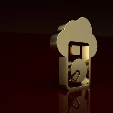 Gold Cloud database icon isolated on brown background. Cloud computing concept イラスト素材
