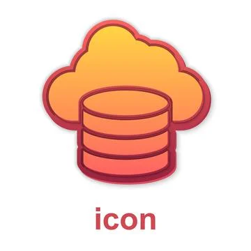 Gold Cloud database icon isolated on white background. Cloud computing conc.. Stock Illustration