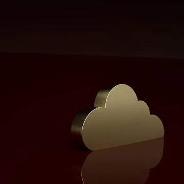 Gold Cloud icon isolated on brown background. Minimalism concept. 3D render Illustrazione stock