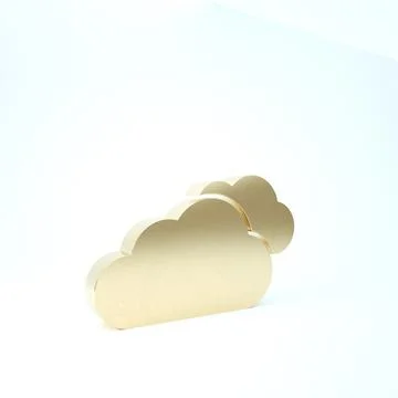 Gold Cloud icon isolated on white background. 3d illustration 3D render Stockillustratie