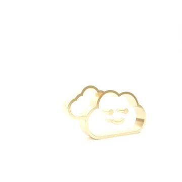 Gold Cloud icon isolated on white background. 3d illustration 3D render Illustrazione stock