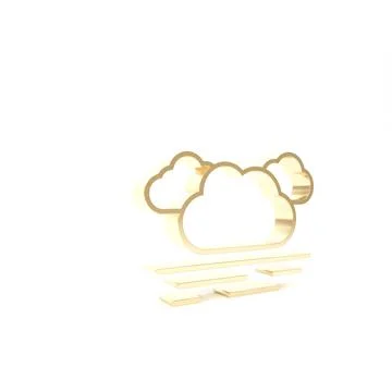 Gold Cloud icon isolated on white background. 3d illustration 3D render Illustrazione stock