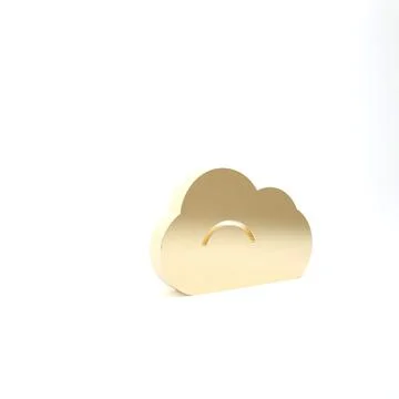 Gold Cloud icon isolated on white background. 3d illustration 3D render 스톡 일러스트