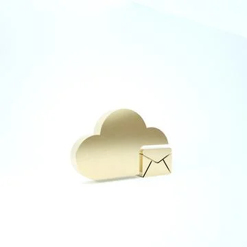 Gold Cloud mail server icon isolated on white background. Cloud server hostin イラスト素材