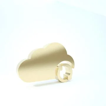 Gold Cloud sync refresh icon isolated on white background. Cloud and arrows.  Stock Illustration