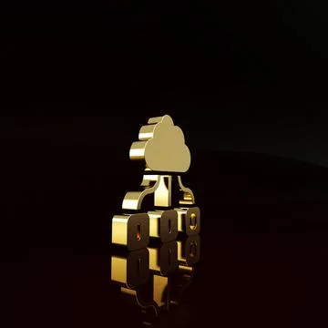 Gold Cloud technology data transfer and storage icon isolated on brown backgr イラスト素材