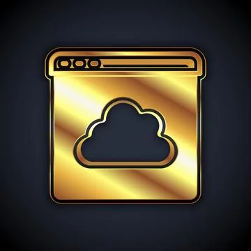 Gold Cloud technology data transfer and storage icon isolated on black Illustrazione stock
