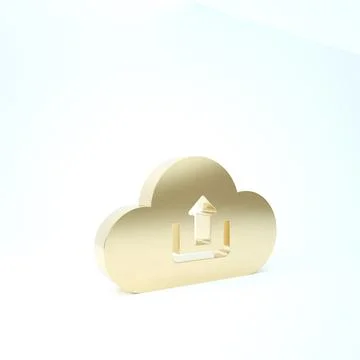 Gold Cloud upload icon isolated on white background. 3d illustration 3D rende Illustrazione stock