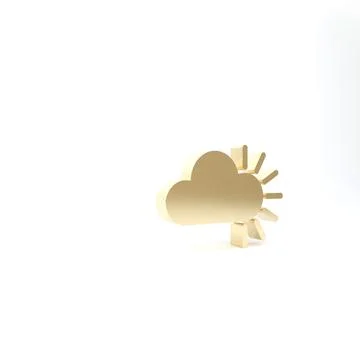 Gold Cloudy icon isolated on white background. 3d illustration 3D render Illustrazione stock
