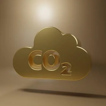 Gold CO2 emissions in cloud icon isolated on brown background. Carbon dioxi.. Stock Illustration