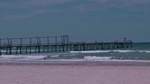 Gold Coast beach jetty  Stock Footage 144906452