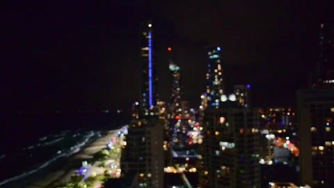 Gold Coast buildings at night Stock Footage