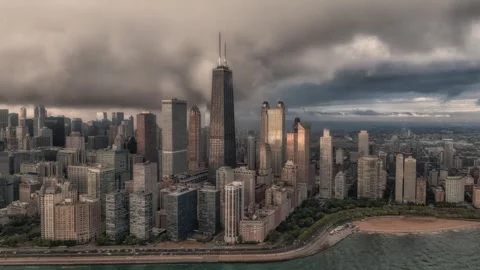 Gold Coast Chicago dramatic clouds hyperlapse Stock Footage 252240296
