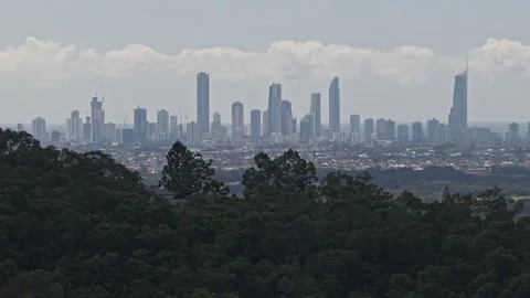 Gold Coast Hinterland Looking Towards Surfers Paradise Skyline In Queensland Stock-Footage 336250138