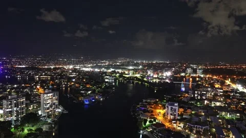 GOLD COAST NIGHT TIMELAPSE FROM CIRCLE ON CAVILL SURFERS PARADISE Stock Footage 233250697