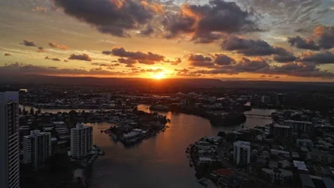 GOLD COAST SUNSET TIMELAPSE FROM CIRCLE ON CAVILL SURFERS PARADISE Stock Footage 233250904