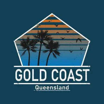 Gold Coast Vector illustration on the theme of surfing in Australia, Gold Coast Stock Illustration